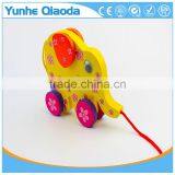 Colorful Pull Along Elephant Wooden Toy as You Pull They Make a Fun for Baby thumbnail-3