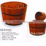 Set of 4 Wooden Flower Pot/garden Planting Pot thumbnail-1