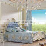 Sky Blue With Gold Trim Children Dresser Table and Mirror Set, Elegant Bedroom Furniture With Hand Painting thumbnail-2