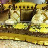 Luxury European Victorian Style Living Room Golden Sofa Set/Fancy Palace Noble EmbroideryTufted Button Fabric Sofa With Cushions thumbnail-3