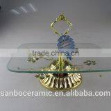Glass Cake Stand, Gloden Glass Cake Stand for Food, Fruit, Cake Use thumbnail-1