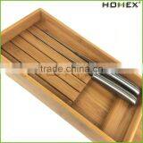 Bamboo knife storage block knife drawer block Homex BSCI/Factory