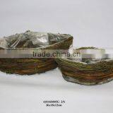 Wash White Boat Shaped Rattan Flower Pots for Christmas thumbnail-3