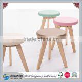 Solid Natural Wooden Bar Stool With Leather Wraped Face thumbnail-1