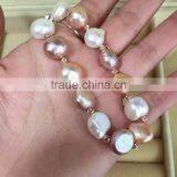 Colored 7-8 mm Baroque Freshwater Pearl Bracelet With Rose Gold thumbnail-4
