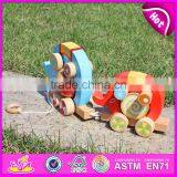 Top Grade Hot Sale Wooden Toy Pull Cart for Kids,Elephant Design Wooden String Cart Pull Back Toy Car W05B075-A2 thumbnail-6