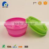 Food Grade BPA Free Flexible Travelling Colorful Washable Collapsible Silicone Bowl Set thumbnail-1