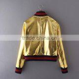 Guangzhou Wholesale Ladies Shiny Foil Jacket Fashion Design Women Bomber Jacket thumbnail-2