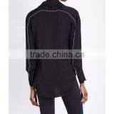 Wholesale Women Black Long Sleeves Hoxton Bird Embroidered Satin Shirt(DQE0108T) thumbnail-3