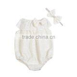 Wholesale Invory Newborn Plain Lace Baby Romper for Babies