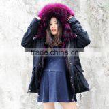 CX-G-P-05K Women Real Raccoon Fur Collar Decorate Real Fox Fur Parka thumbnail-5