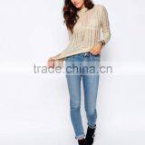 Wholesale European Knitwear Perspective Sexy Long-Sleeved Casual Women Sweater With Vintage Pointelle Look thumbnail-5