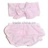 Red Seersucker Bloomer With Headband 2 Pieces Set for New Born Baby thumbnail-4