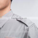 Professional OEM Uniform Factory Fashion Design Quality Short Sleeves Gray Men Security Uniform Shirts / Classic Security Shirt thumbnail-6