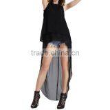New Fashion Women Sleeveless Blouses False Two Piece Short Front Long thumbnail-4