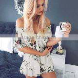 Drop Shipping Floral off Shoulder One Piece Adult Fashion Short Jumpsuit for Wholesale 2017 thumbnail-3