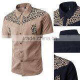 Short Sleeves Contrast Leopard Printing Fashion Cotton Men Shirts thumbnail-3