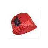Casual Fashion Round Crown Red 100% Wool Felt Hats With Nice Satin Trimming For Women thumbnail-1