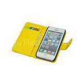 Yellow Leather Apple iPhone Protective Cases Shockproof Cell Phone Wallet Case