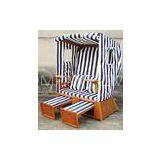 Waterproof Wood And PE Rattan Roofed Beach Chair & Strandkorb In Summer