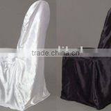White and Black Satin Wedding Banquet Chair Cover