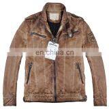 2015 Lastest Fashion Handsome Padded Garment Dyed Men Leather Jacket thumbnail-1