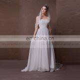 Sightly heart line lace and beads chiffon beach wedding dress