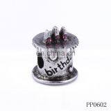 Best Selling Antique Silver Big Hole Engarved Custom Metal Logo Beads