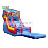 cheap monster fighting double lane fire truck inflatable water slide