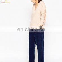 Ladies V Neck Cashmere Sweater OEM Service thumbnail-4