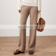 Women Luxury Soft Cashmere Rib Knit Casual Wide Leg Lounge Pants thumbnail-3