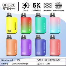 Original Breze Stiik BOX Pro 5000 Puffs Disposable Ecigarette 12ml Prefilled 800mAh Power Battery Vapes Pen Starter Kit Authentic wholesales