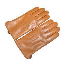 Custom Men Black Winter Warm Waterproof Fashion Sheepskin Leather Gloves With Rabbit Fur Lining thumbnail-2