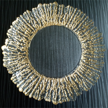 Sun Flower Designed Rose Gold Rimmed Under Plate Tray White Colored Glass Charger Plate For Wedding Event Table Decoration thumbnail-3