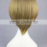 High Quality 35cm Short Straight Gin Tama-Okita Sougo Blond Synthetic Anime Wig Cosplay Costume Hair Wig Party Wig thumbnail-5
