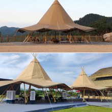 Luxury Outdoor Camping Tipi Tent With Natural Straw Roof and Galvanized Base thumbnail-5