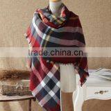New Winter Plaid Square Tassel Fashion Women Wool Shawl thumbnail-5
