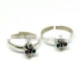 Unique Design !! Multi Stone 925 Sterling Silver Toe Ring, For Beautiful Foot, 925 Sterling Silver Jewelry thumbnail-2
