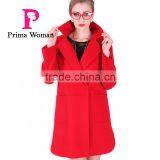 New Design Spring Women Medium Length Red Wool Coat thumbnail-6