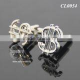 Hollow Out Dollar Sign Shaped Souvenir Zinc Alloy Metal Engrave Financial Cufflink For Mens Shirts thumbnail-4