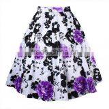Women's Flower Print Flared Skater Retro Style Swing Pinup Rockabilly Vintage Skirt thumbnail-6