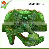 MM1006-3 water green middle heels fashion ladies evening party shoes match bags with crystal for girls