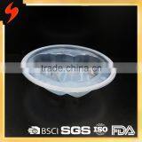 Unique Double Heart-shaped 178mm-dia Transparent PP 540ml Sealable Packaging Bowl