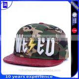 Custom 3D Embroidered Camo Snapback Cap/flat Brim 6 Panel Snapback Hats thumbnail-1