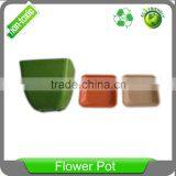 4 inch Biodegradable Eco Friendly Bamboo Fiber Square Plant Pot, Planter, Flower Pot with Pall