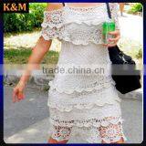 2016 Newest Handmade Crocheted Women Dress Cotton Gray Summer thumbnail-1