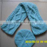 100%Acrylic Knitting Girl's Winter Beret and Scarf Set