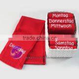 China Manufacturer Wholesale Yarn-dyed Embroidery Design Waffle Weave Cotton Kitchen Cloth Set Set thumbnail-4