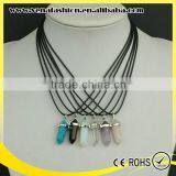 Vial Pendant Blue Stone Leather Choker Necklace for Women thumbnail-2
