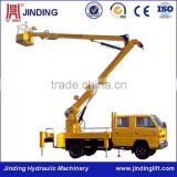 Automobile drive hydraulic arm lift platform tool for cutting tree branch